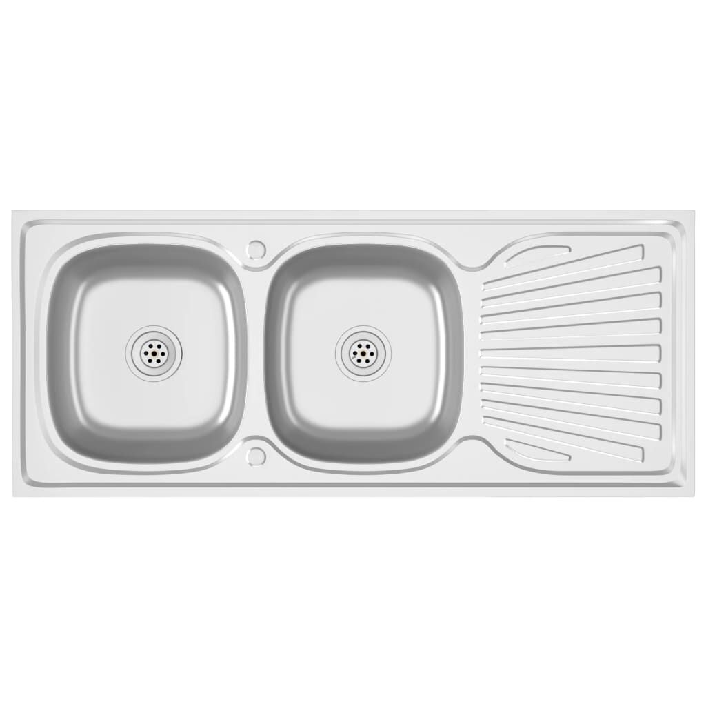 vidaXL Dubbele Gootsteen RVS 120x50cm - 35% Korting!