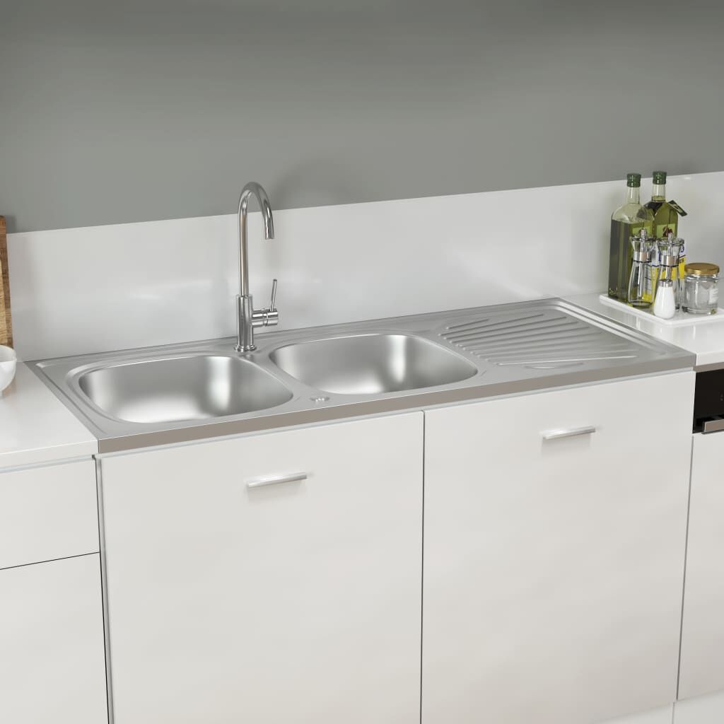 vidaXL Dubbele Gootsteen RVS 120x50cm - 35% Korting!