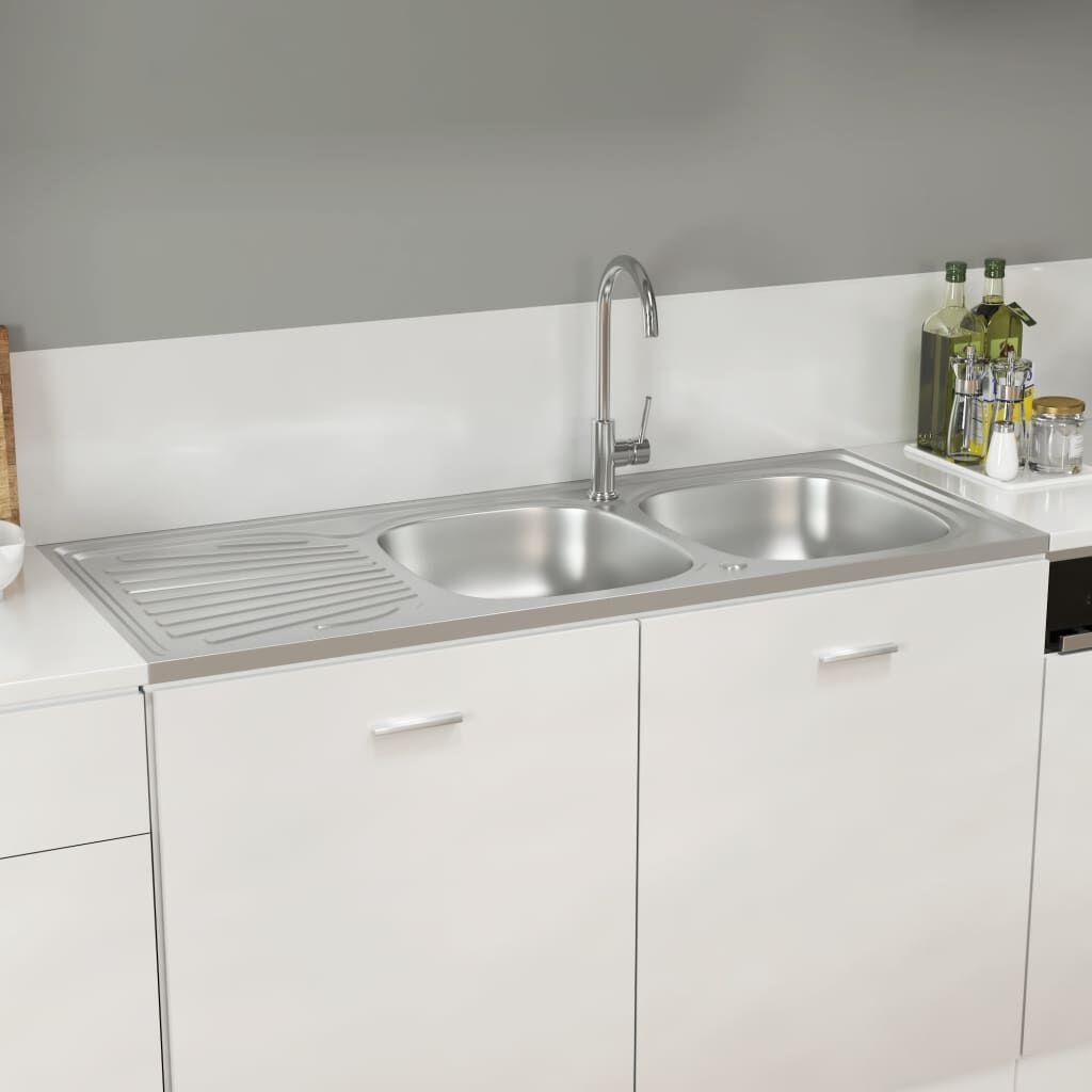 vidaXL Dubbele Gootsteen RVS 120x50cm - 35% Korting!