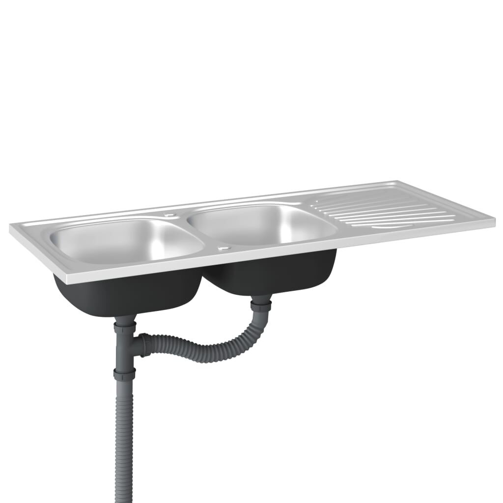 vidaXL Dubbele Gootsteen RVS 120x50cm - 35% Korting!