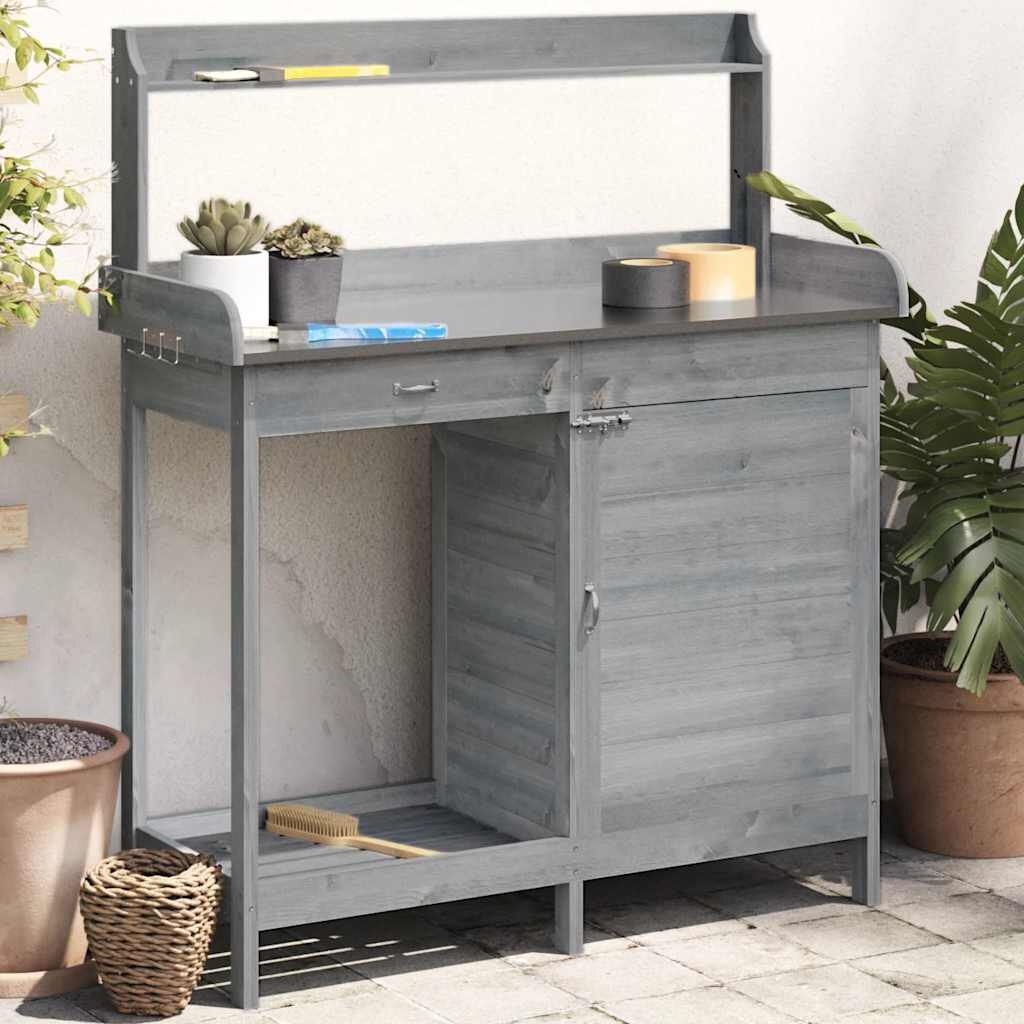 VidaXL Oppottafel Grijs Vurenhout - 35% Korting!