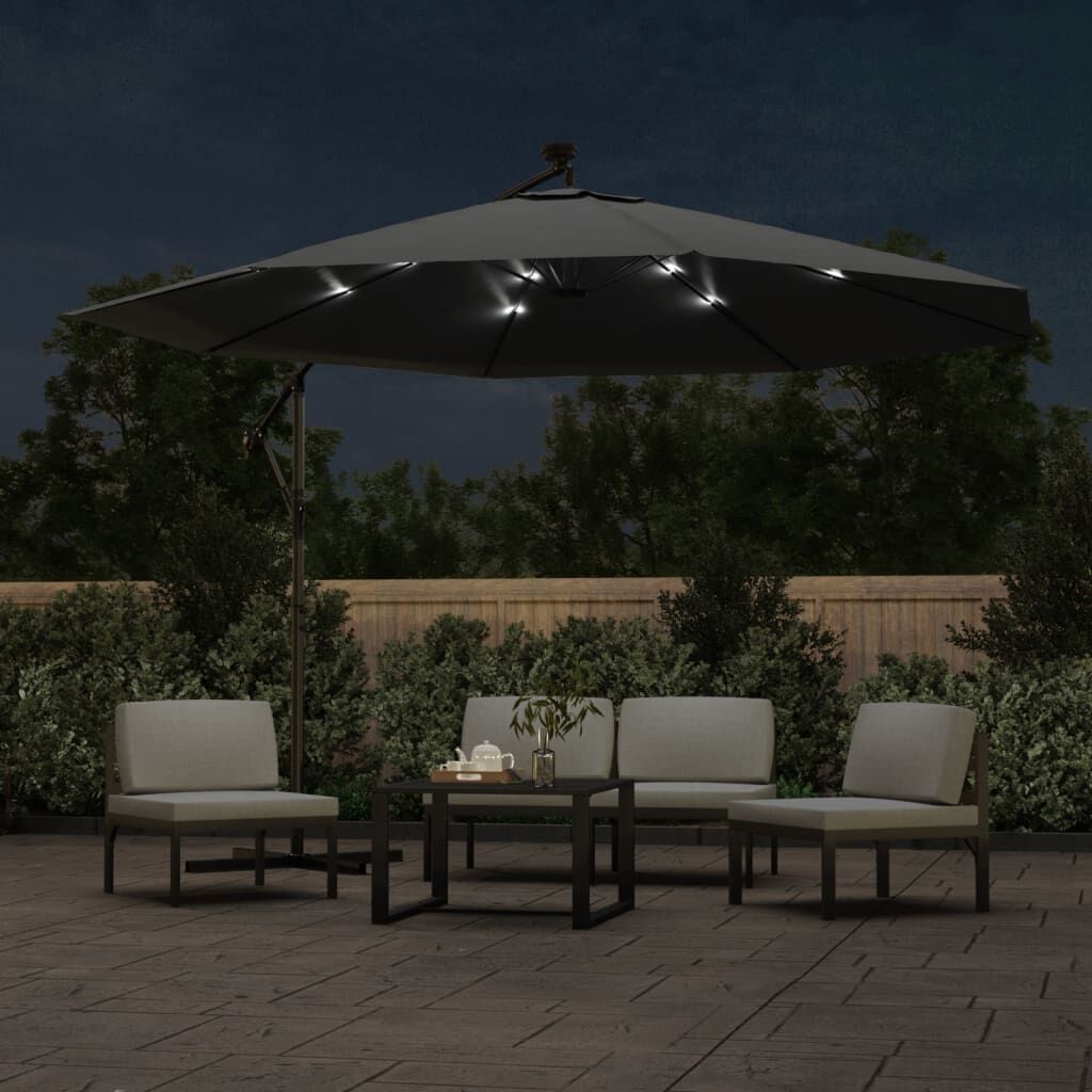 Zweefparasol LED 350cm Antraciet - 55% Korting!