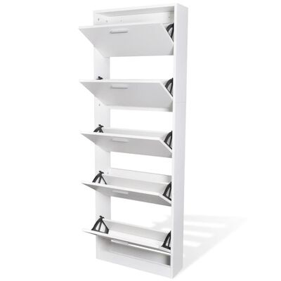 vidaXL Schoenenkast Wit, 5 vakken - 35% Korting!