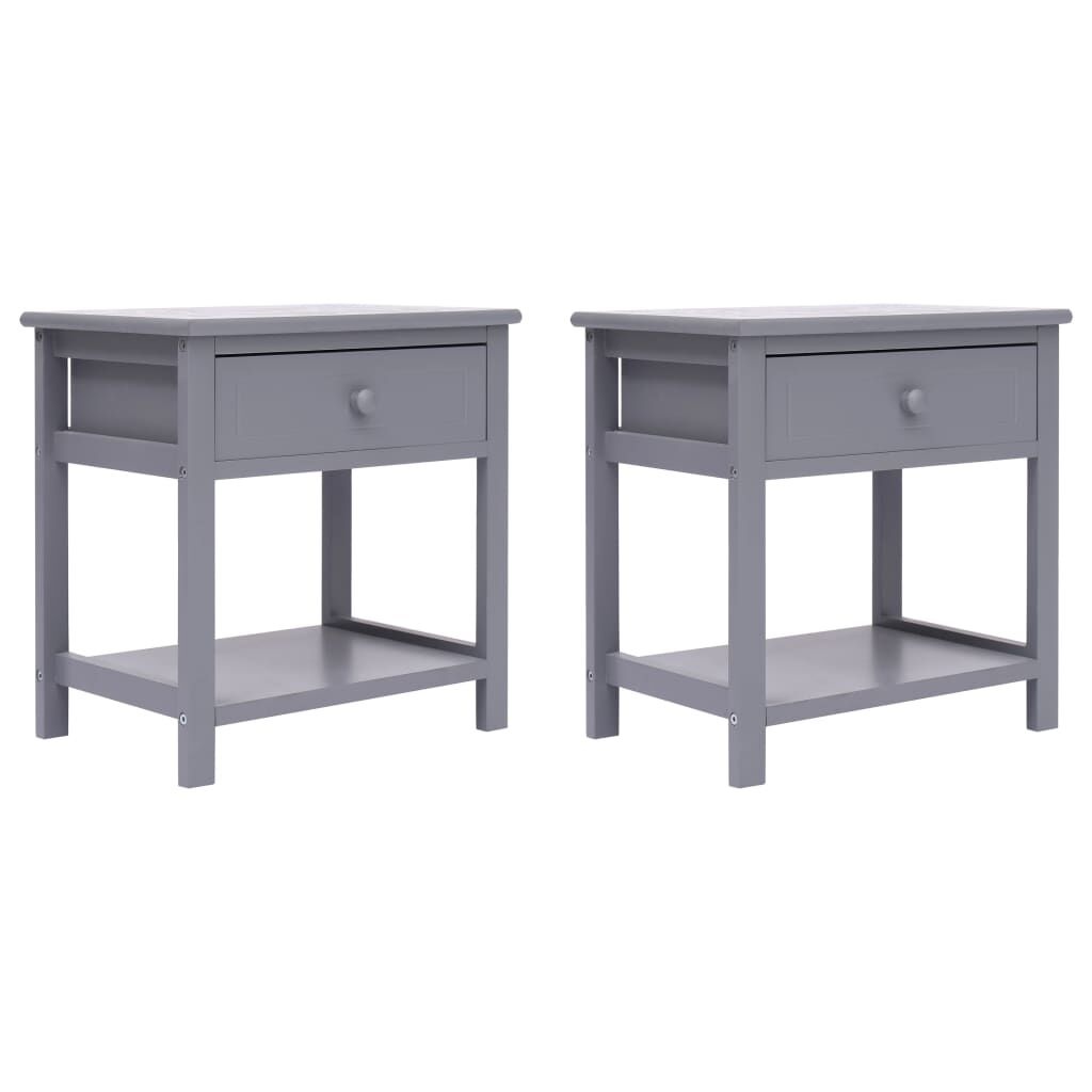 Nachtkastjes (2x) Paulownia Grijs -60%! 40x29x42cm