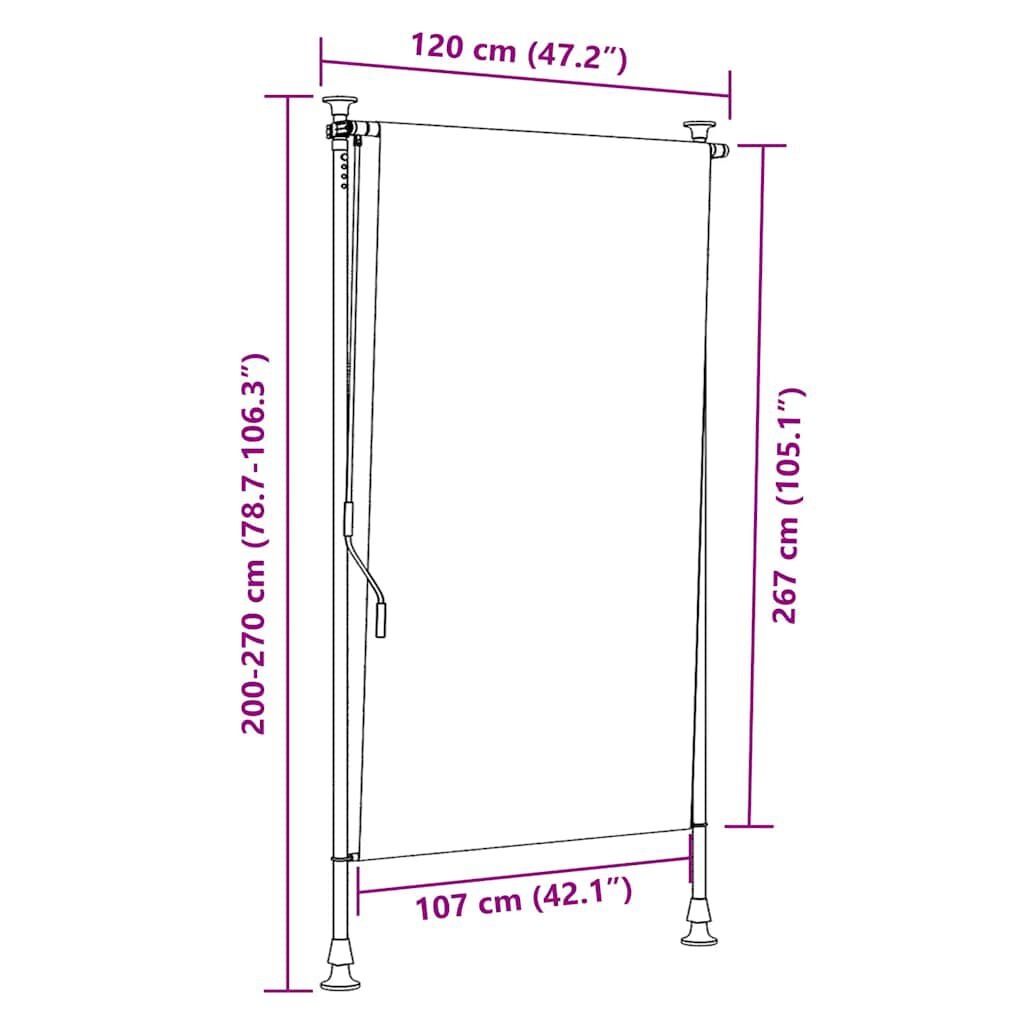 vidaXL Rolgordijn Buiten 120x270 Geel/Wit - 35% Korting!