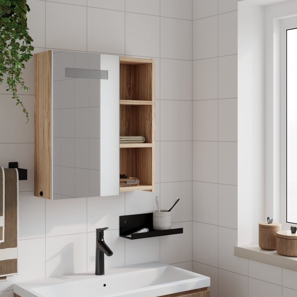 vidaXL Badkamerkast met Spiegel & LED - Eiken - 35% Korting!