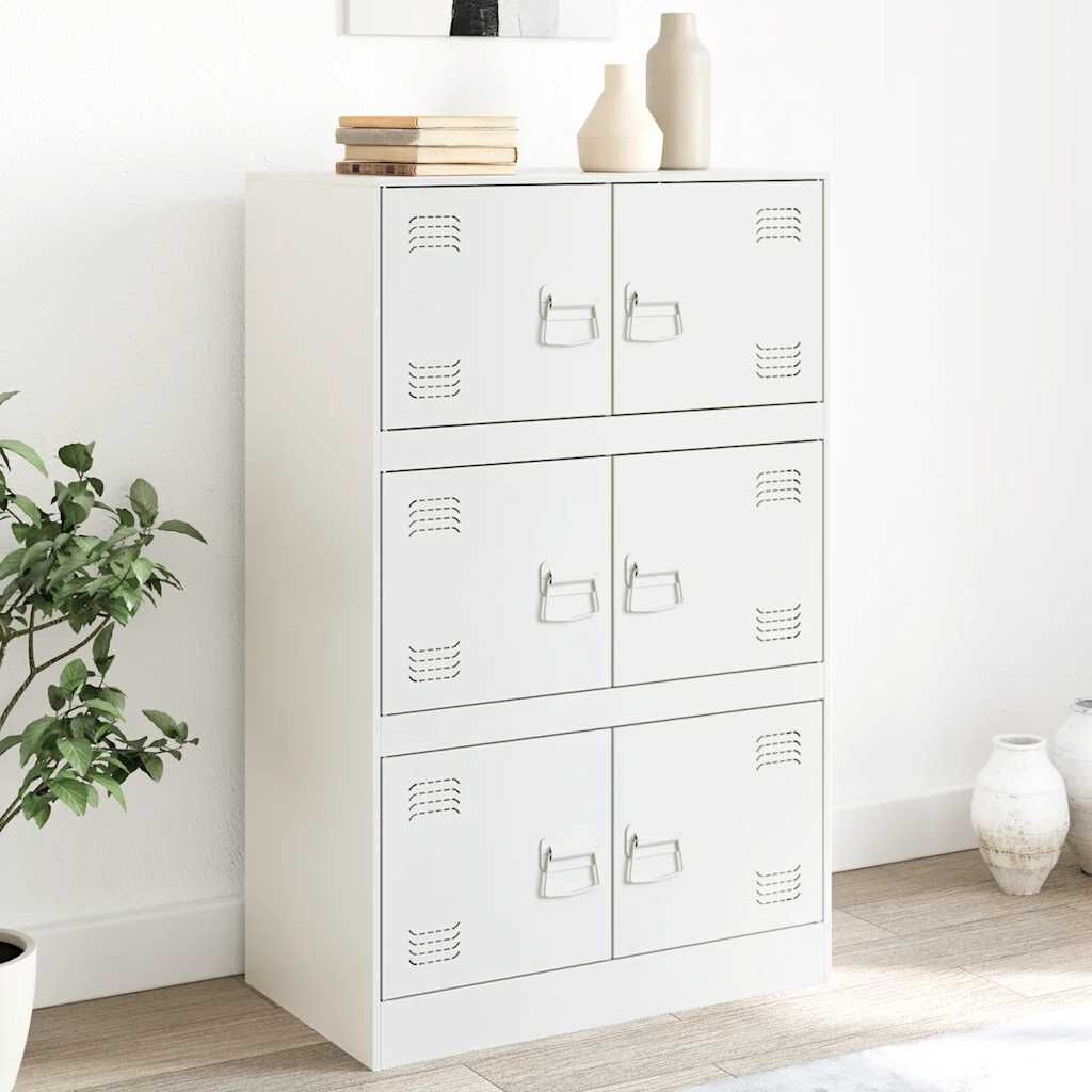 vidaXL Dressoir Staal Wit 67x39x107cm - 35% Korting!