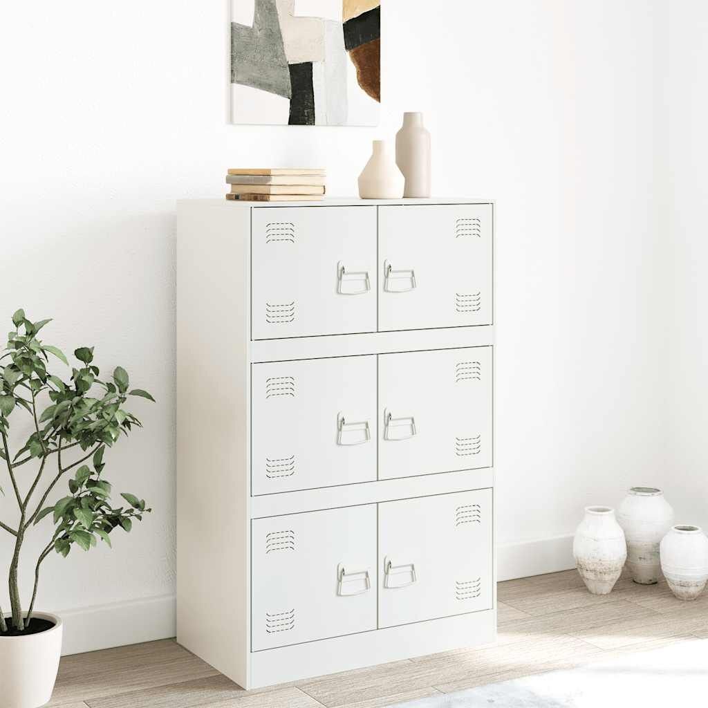 vidaXL Dressoir Staal Wit 67x39x107cm - 35% Korting!