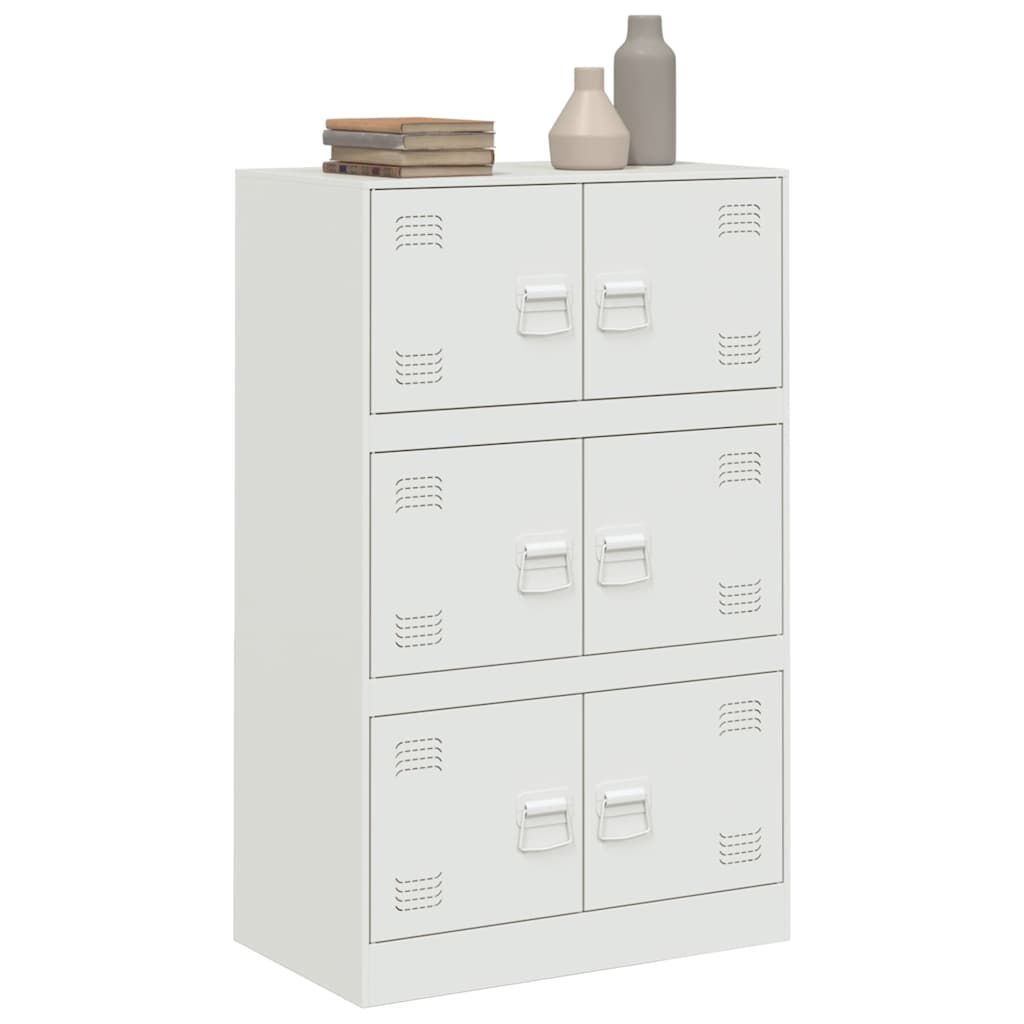 vidaXL Dressoir Staal Wit 67x39x107cm - 35% Korting!