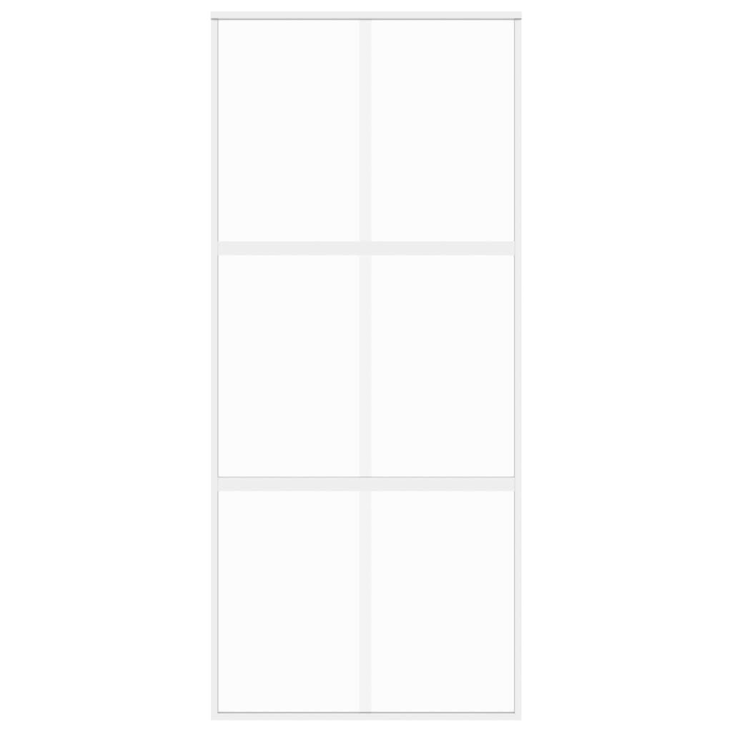 vidaXL Schuifdeur 90x205 Wit - Gehard Glas & Aluminium - 35% Korting!
