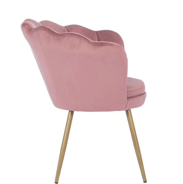 Roze Velvet Schelp Fauteuil - Goud - 55% Korting!