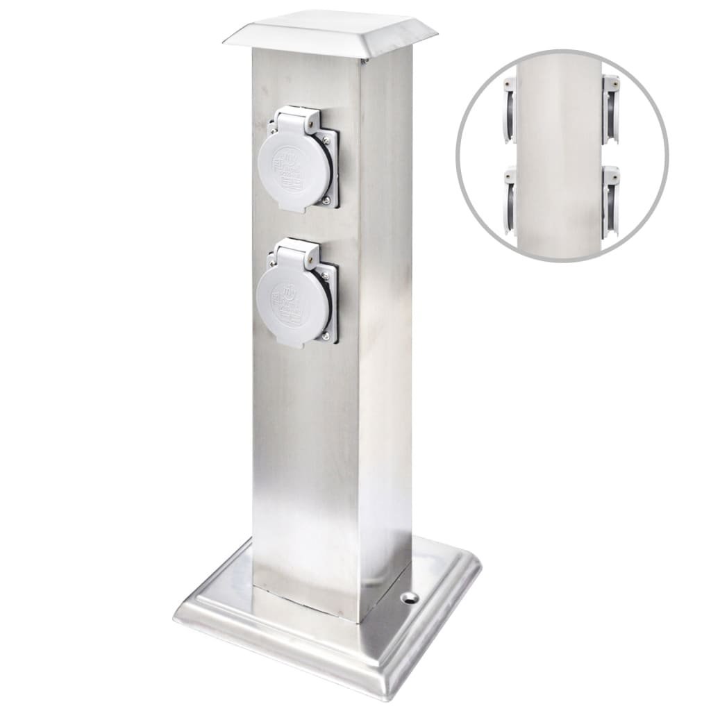 VidaXL Buitenstopcontact Zuil RVS - 35% Korting! (Gemonteerd)