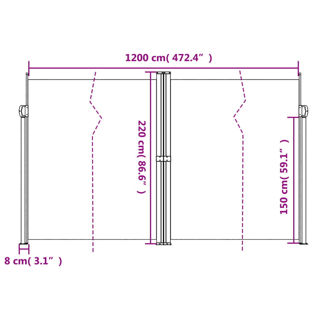 Tuinscherm Uittrekbaar Crème 220x1200cm - 35% Korting!