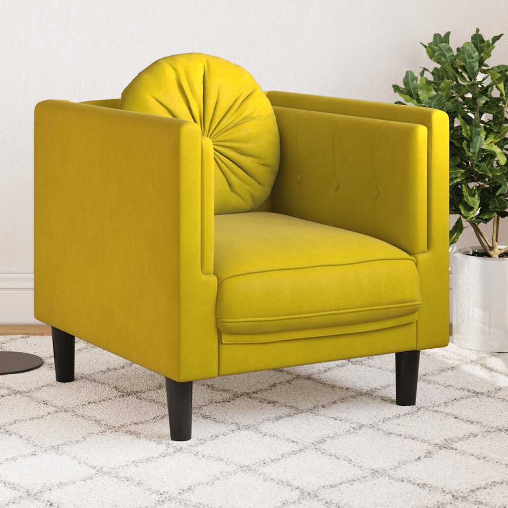 VidaXL Fluweel Gele Fauteuil met Kussen - 64% Korting!