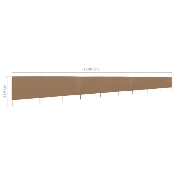 vidaXL Windscherm 9-panelen 1200cm Taupe - 50% Korting!