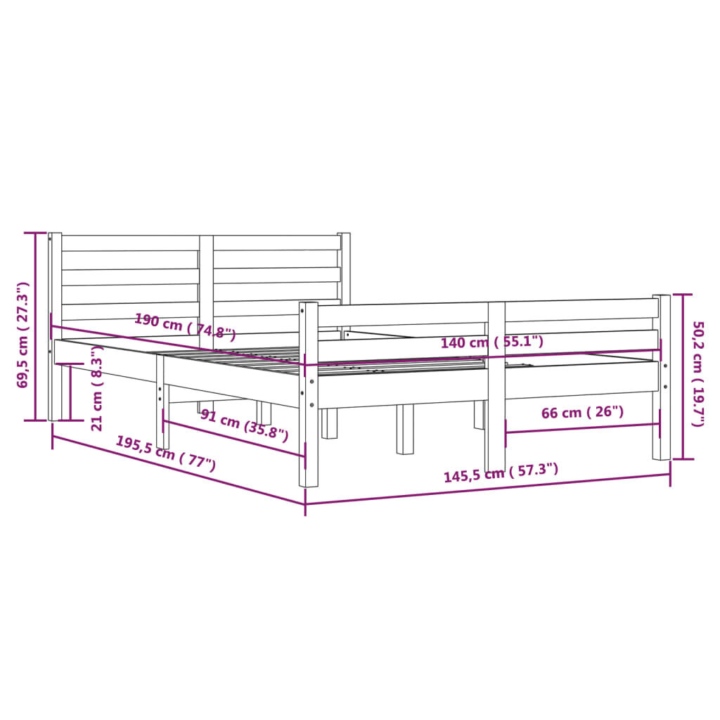 VidaXL Bedframe 140x190 Zwart Hout - 42% Korting!