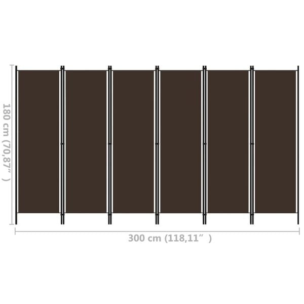 Kamerscherm 6 Panelen 300cm Bruin - 35% Korting!