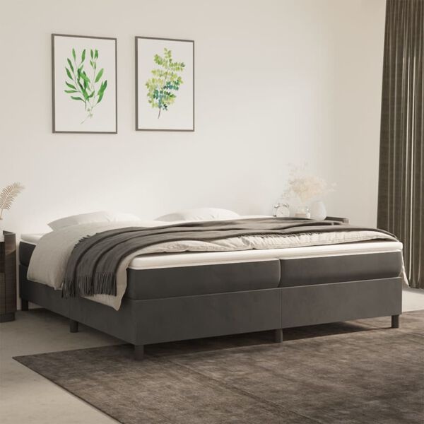 Topdeal: Fluwelen Bedframe 200x200cm Donkergrijs -35%