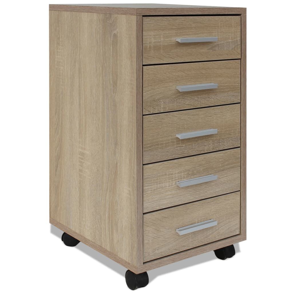 Kantoor Ladeblok Eiken - 5 Lades & Wielen! 35% Korting!