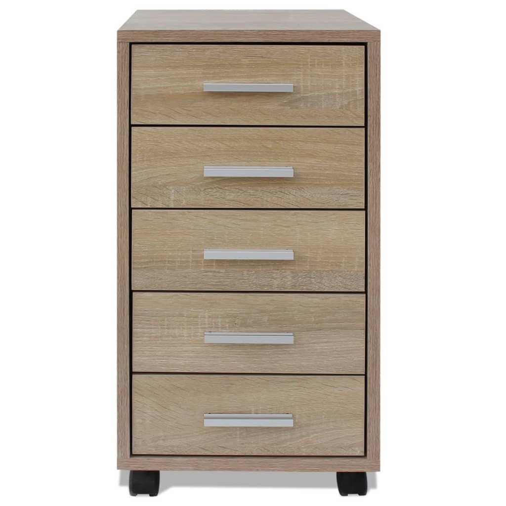 Kantoor Ladeblok Eiken - 5 Lades & Wielen! 35% Korting!