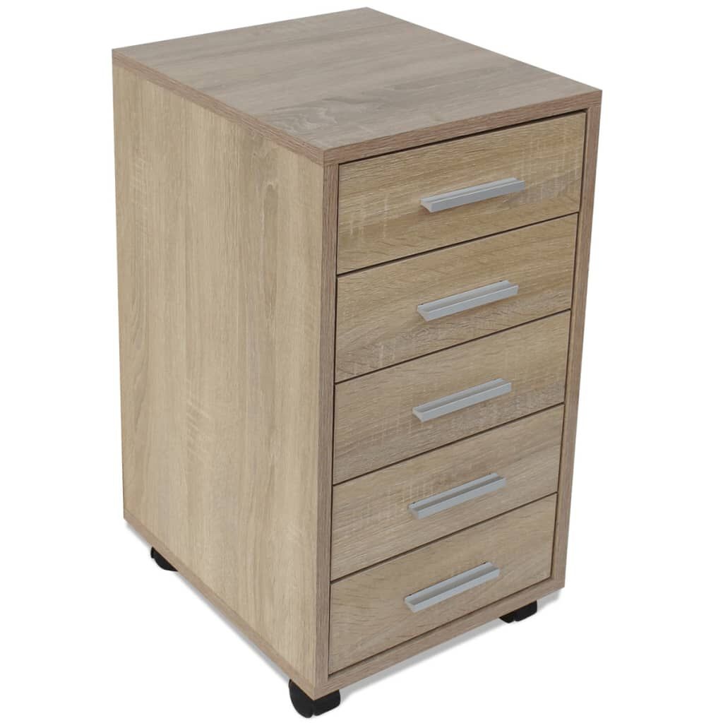 Kantoor Ladeblok Eiken - 5 Lades & Wielen! 35% Korting!