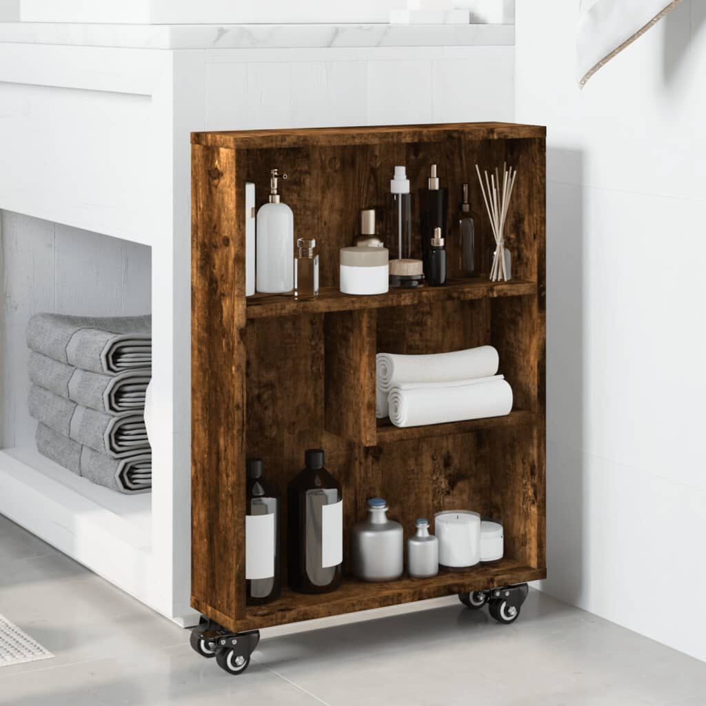 vidaXL Smalle Opbergtrolley Gerookt Eiken - 35% Korting!