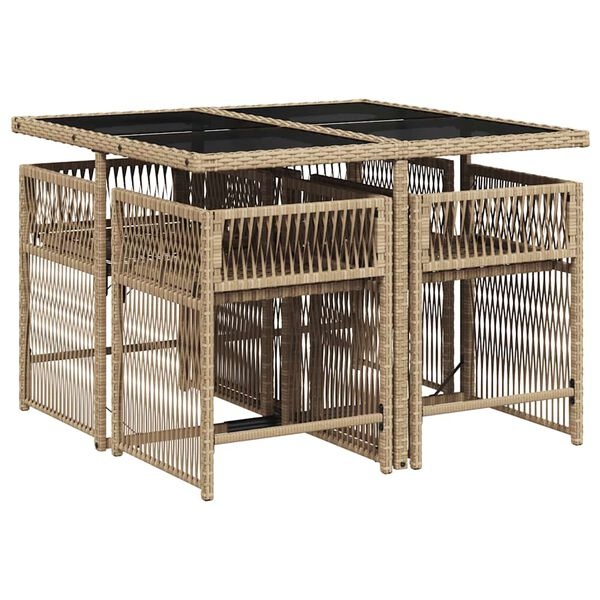 Tuinset 5-delig Rattan Beige met Kussens - 55% Korting!
