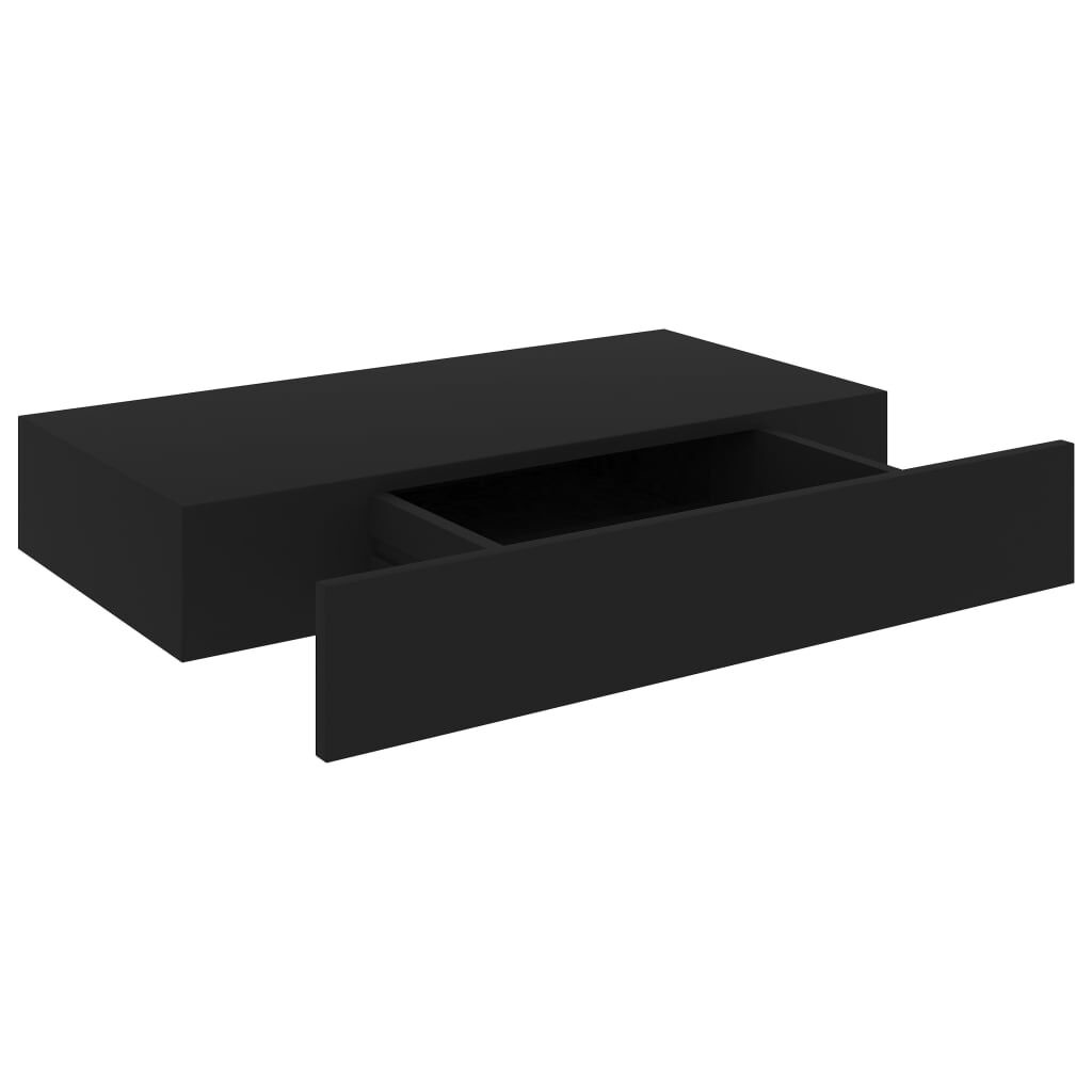 Wandschap Zwart met Lade 48cm - 65% Korting!