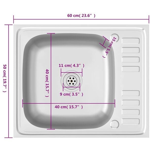 RVS Gootsteen 60x50 - Retourdeal: 35% Korting!