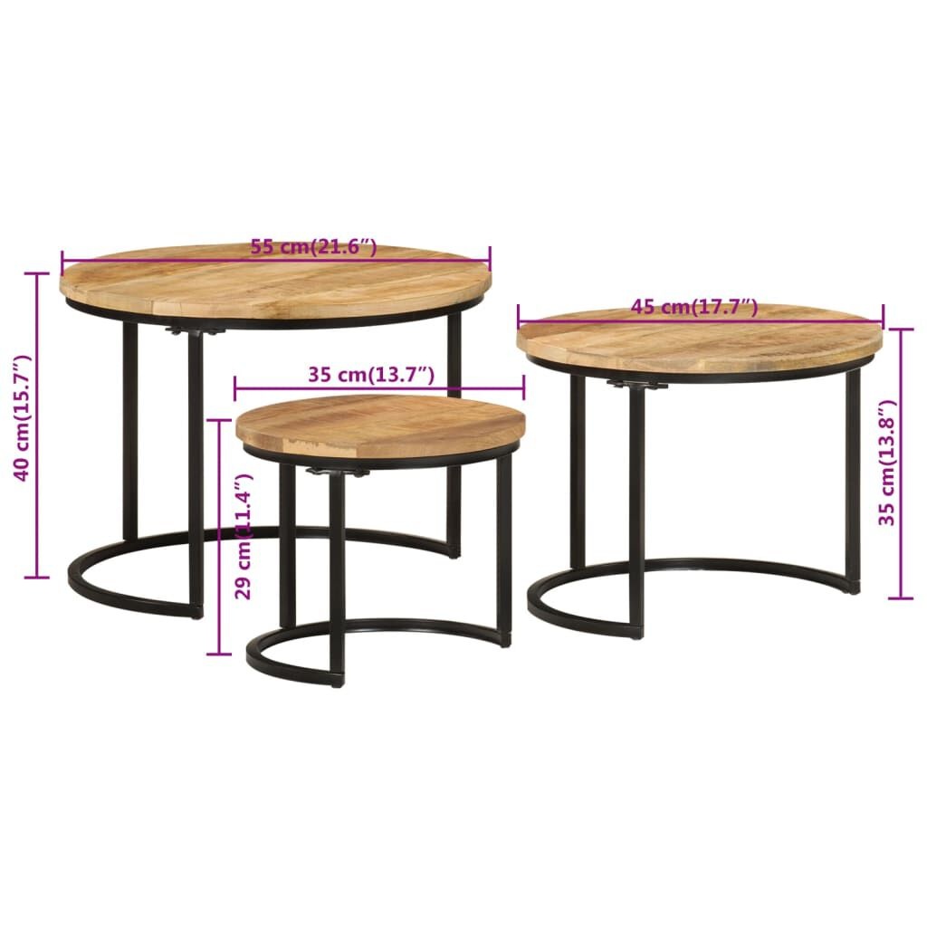 VidaXL Tafeltjesset 3-delig Mangohout -35% Korting!