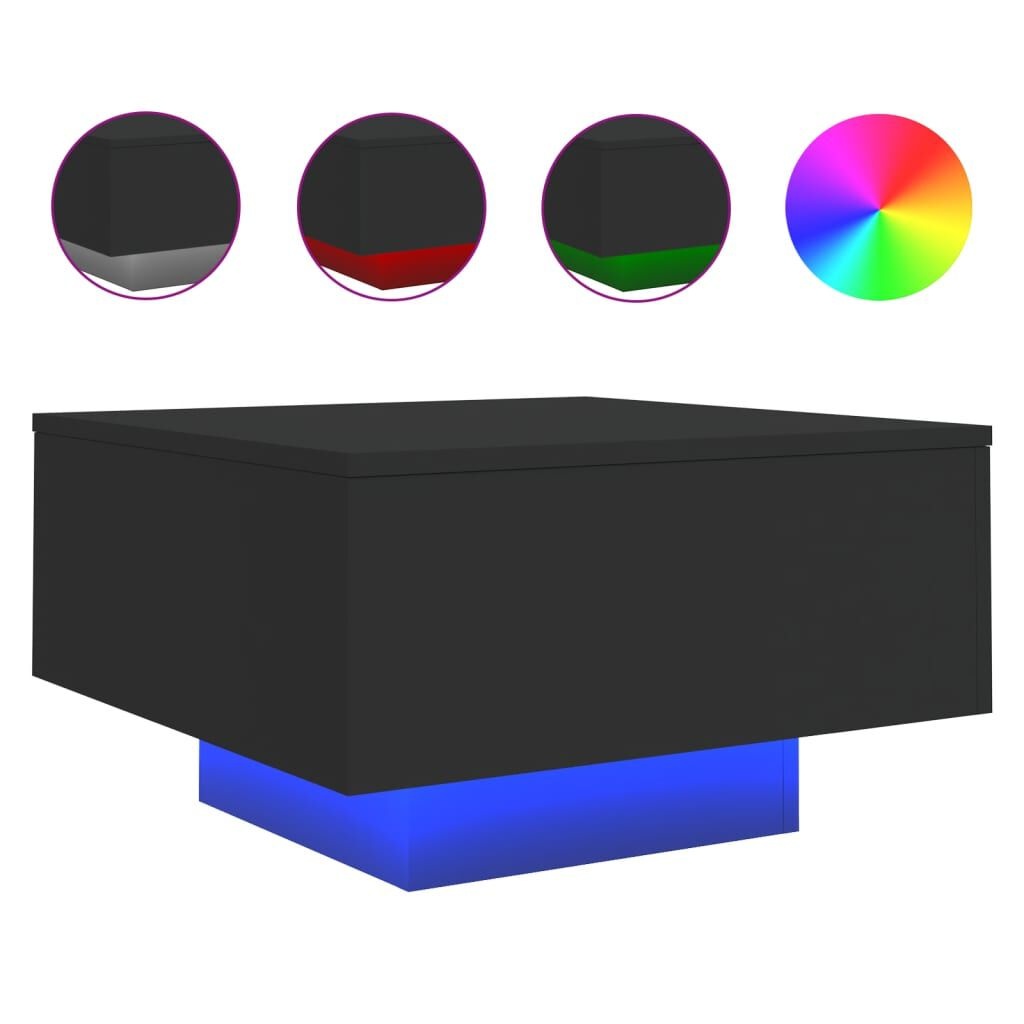 Salontafel met LED - Zwart 55x55cm - 55% Korting!