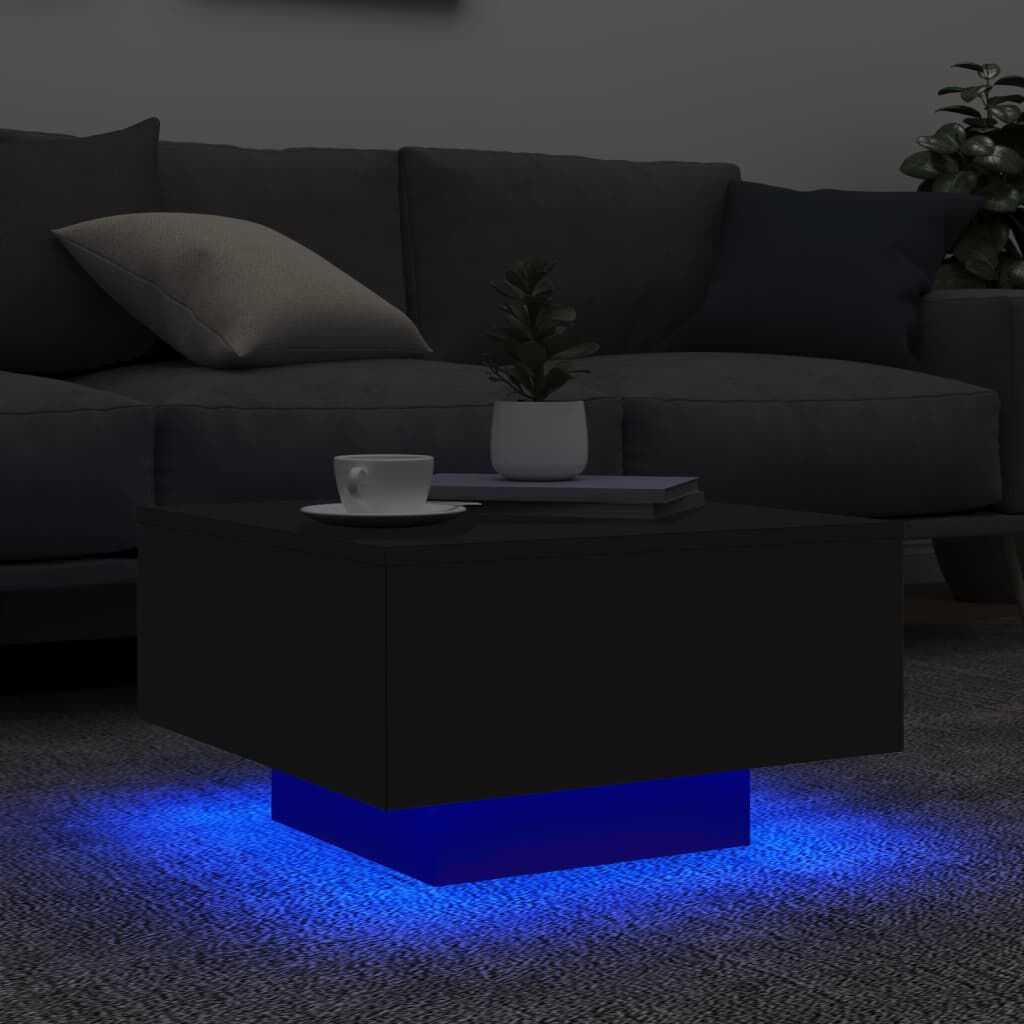 Salontafel met LED - Zwart 55x55cm - 55% Korting!