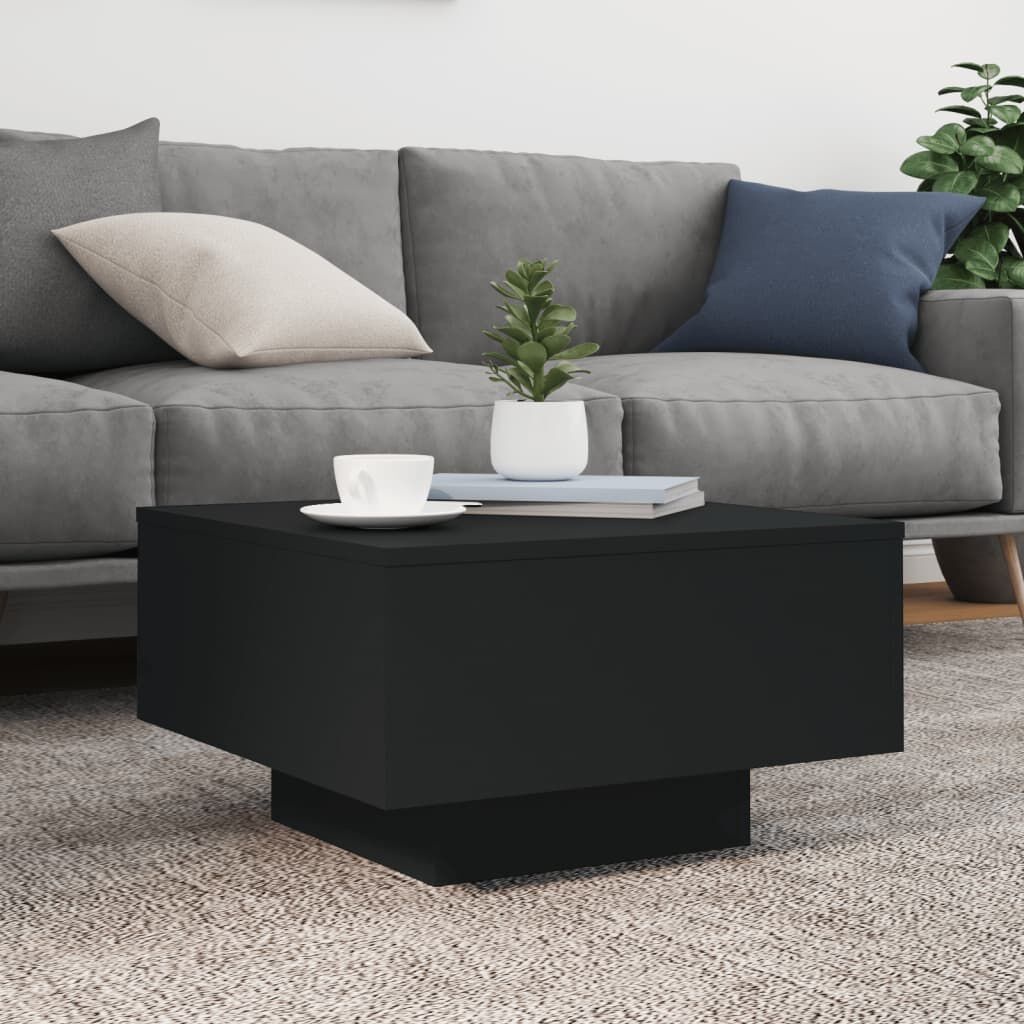 Salontafel met LED - Zwart 55x55cm - 55% Korting!