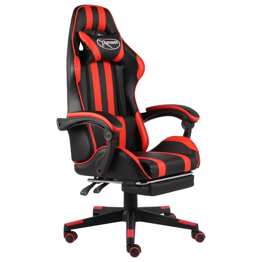 Racestoel met Voetensteun Zwart/Rood - 35% Korting!