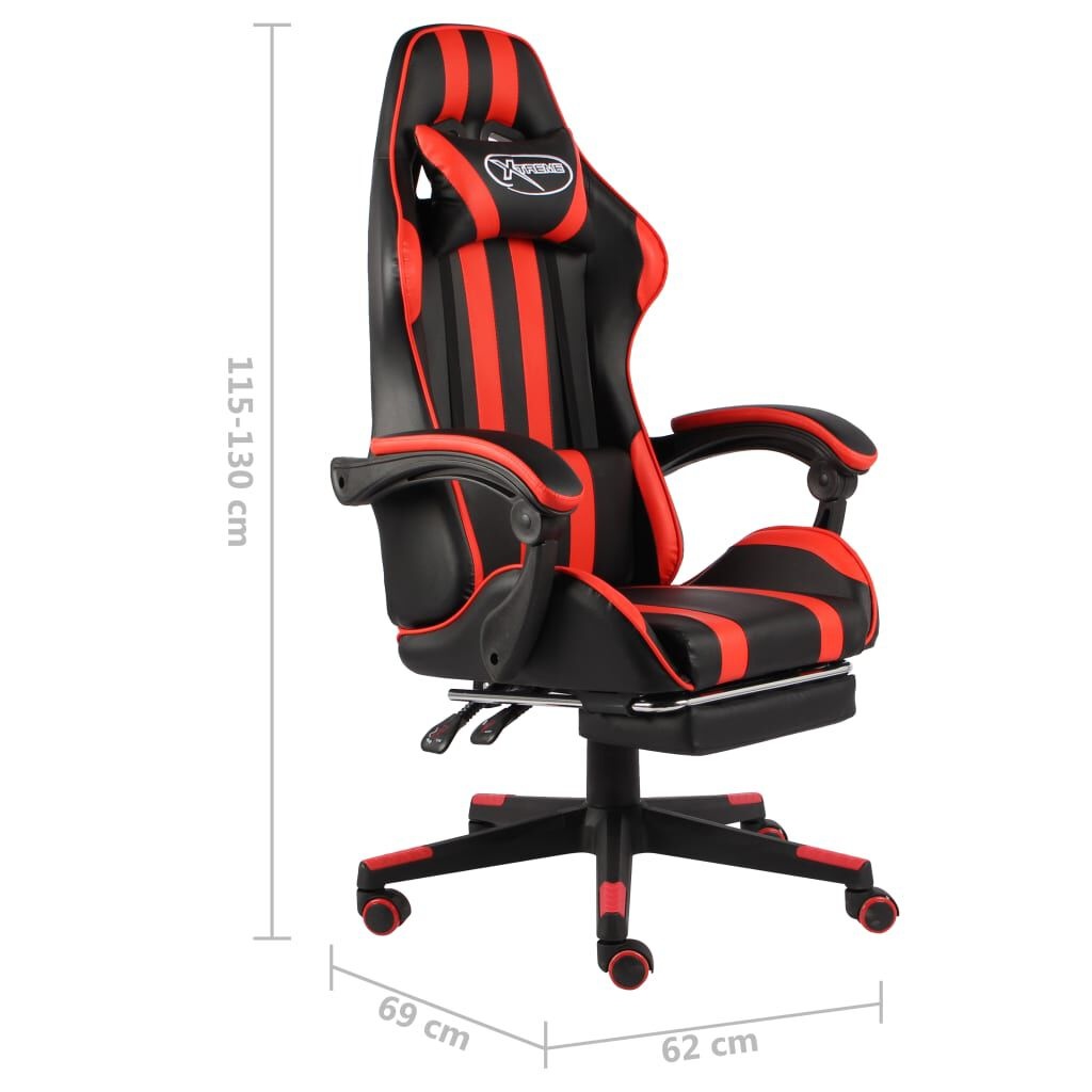 Racestoel met Voetensteun Zwart/Rood - 35% Korting!