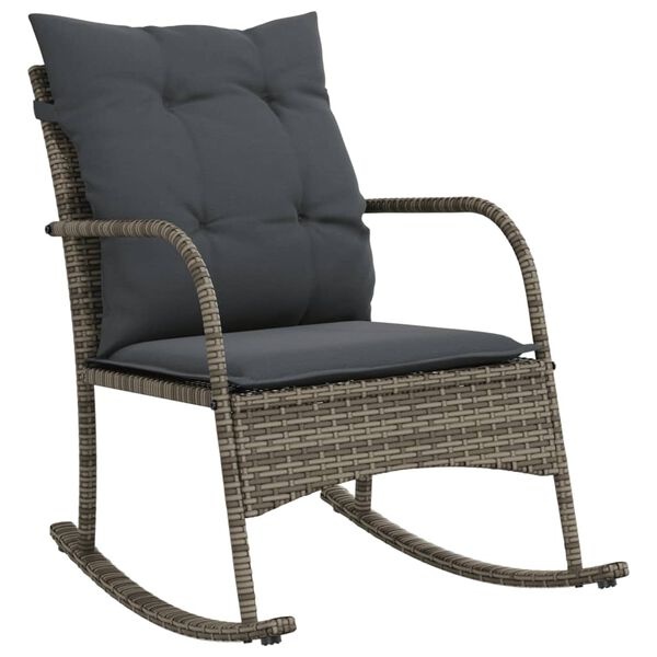 Tuinschommelstoel Grijs Rattan met Kussens - 35% Korting!