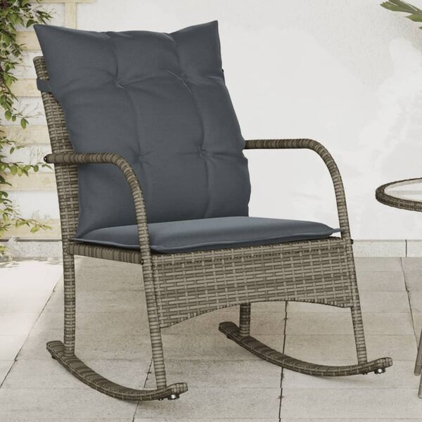 Tuinschommelstoel Grijs Rattan met Kussens - 35% Korting!