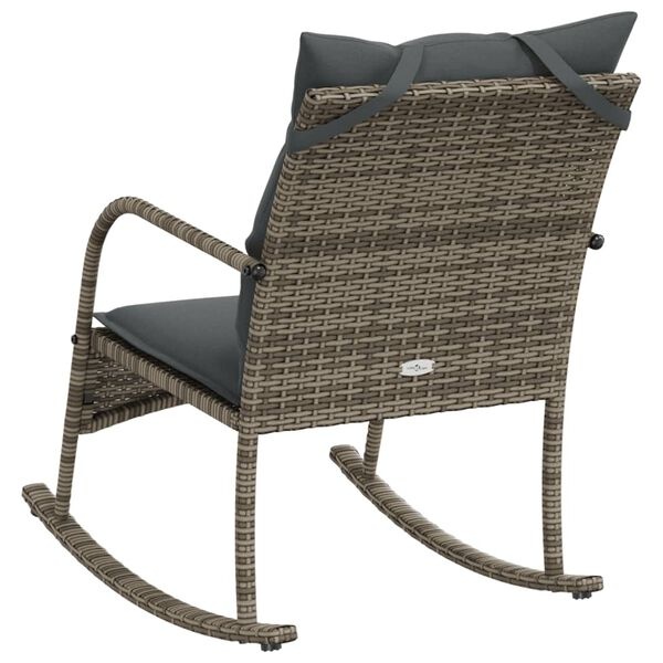 Tuinschommelstoel Grijs Rattan met Kussens - 35% Korting!