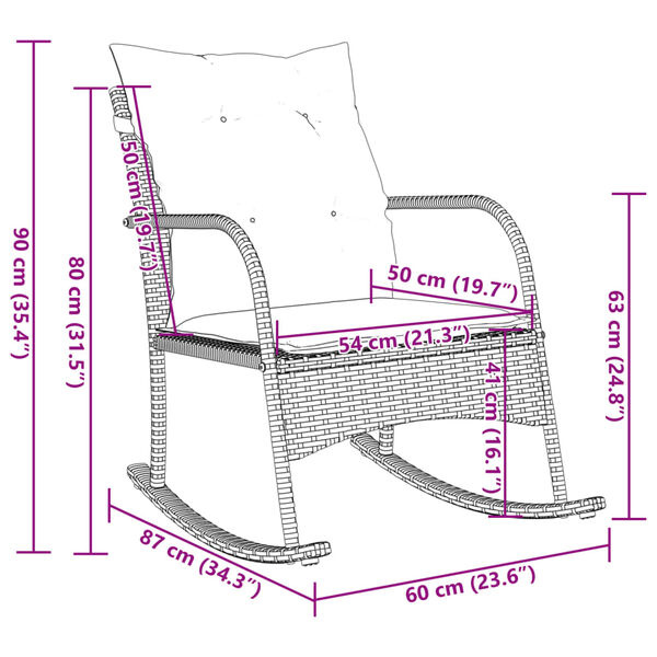 Tuinschommelstoel Grijs Rattan met Kussens - 35% Korting!