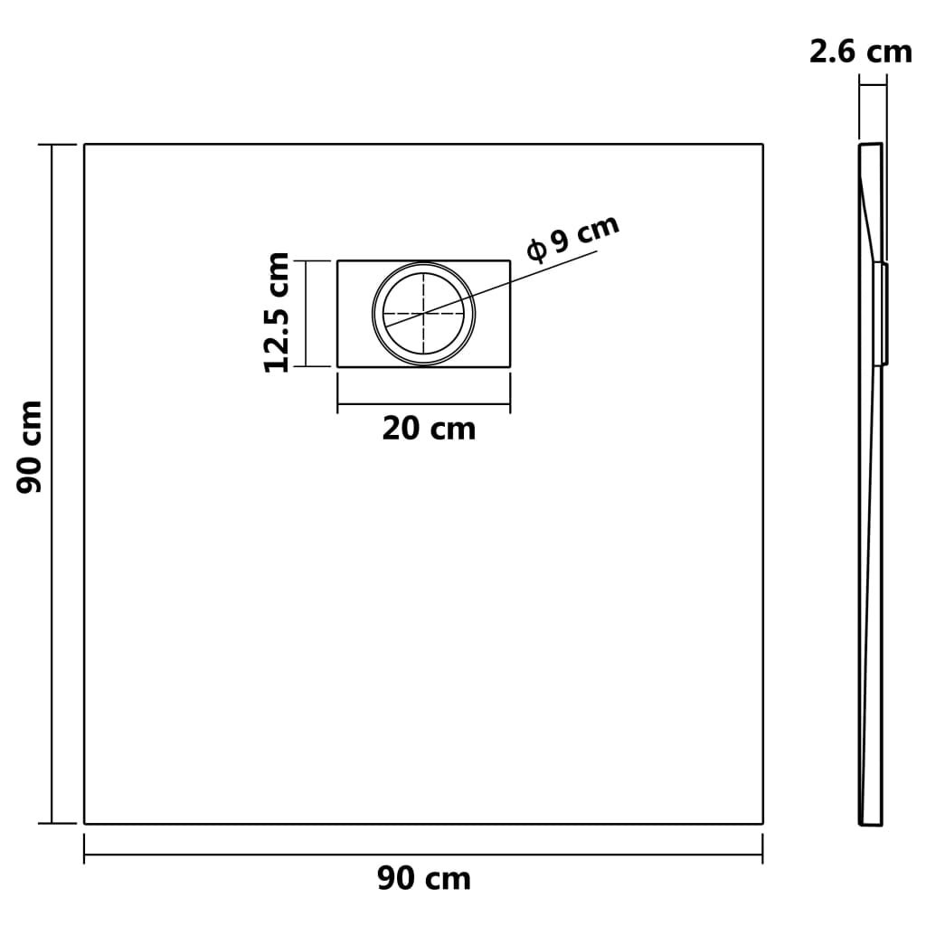 vidaXL Douchebak 90x90 Grijs SMC - 35% Korting!
