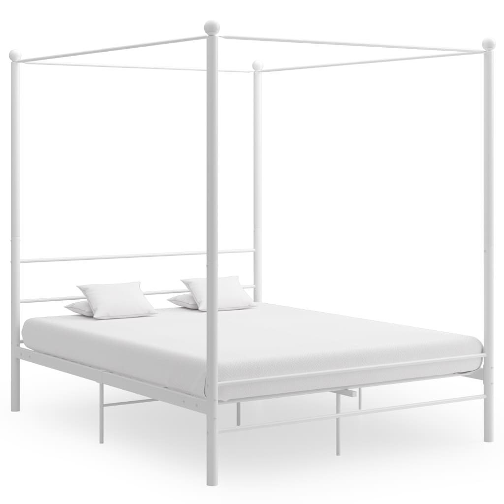 Hemelbed 160x200 Wit Metaal - 50% Korting! (Krasjes)