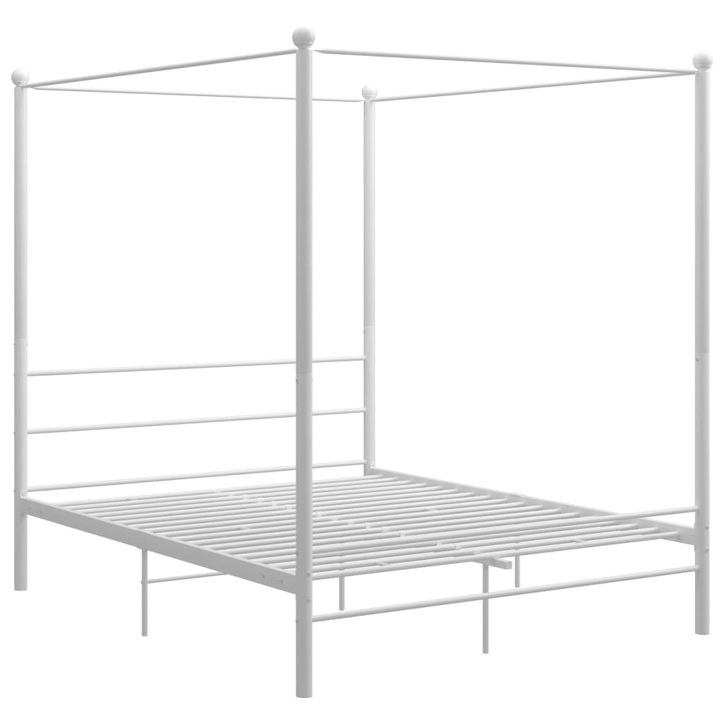Hemelbed 160x200 Wit Metaal - 50% Korting! (Krasjes)