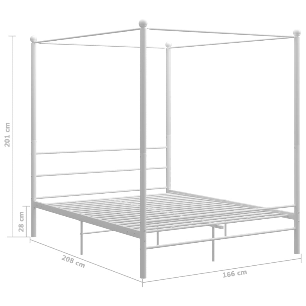 Hemelbed 160x200 Wit Metaal - 50% Korting! (Krasjes)