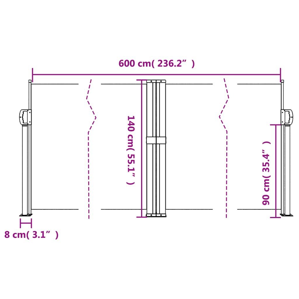 vidaXL Uittrekbaar Windscherm 140x600cm Antraciet - 35% Korting!
