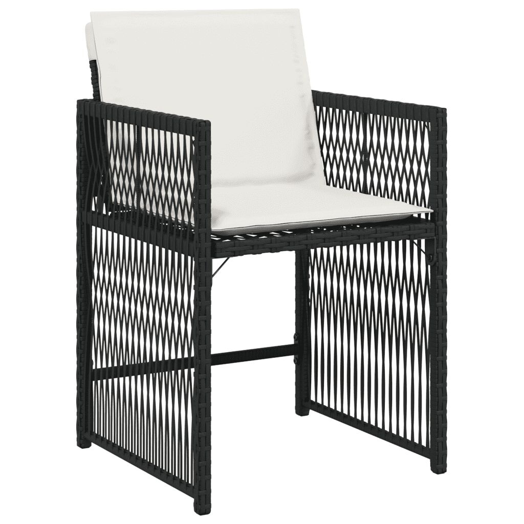 Tuinset 5-delig Rattan Zwart m. Kussens -35%