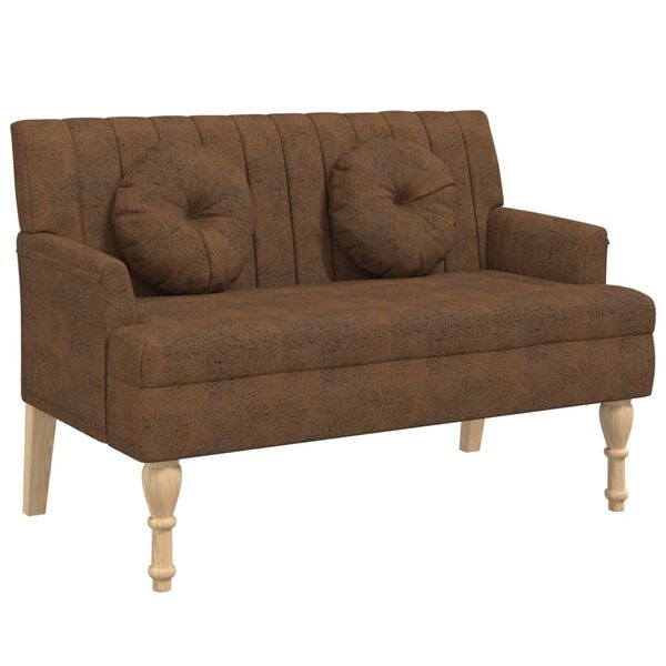 Bankje Bruin Kunstsuède - 113cm - 35% Korting!