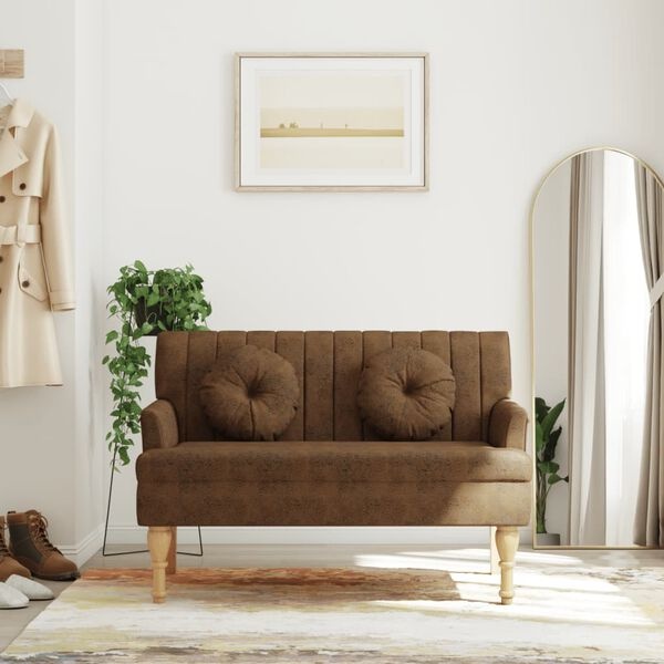 Bankje Bruin Kunstsuède - 113cm - 35% Korting!