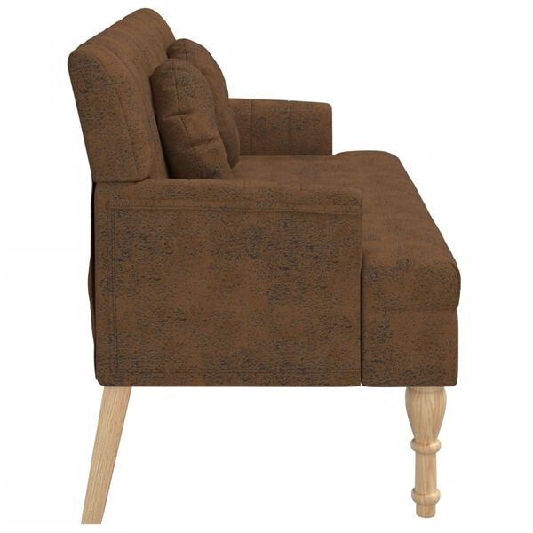 Bankje Bruin Kunstsuède - 113cm - 35% Korting!