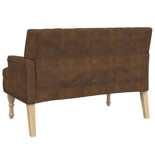 Bankje Bruin Kunstsuède - 113cm - 35% Korting!