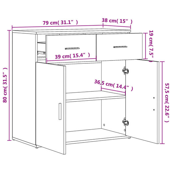 Dressoir Wit Hout 79cm - Retourdeal! 35% Korting